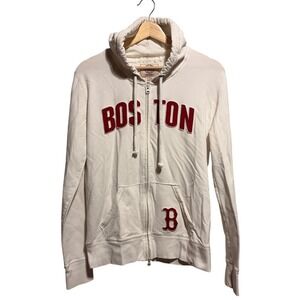 Boston Red Sox Womens Full Zip Hoodie 47 Brand White Embroidered Gameday Size L